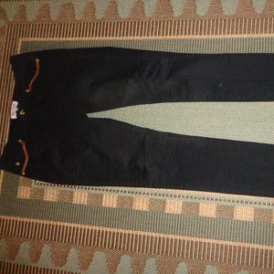 Juicy Couture 5-Pocket Pant 4 Black/Saddle Tan Sheep Skin Leather Piping